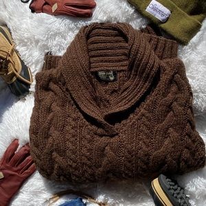 Efrata Global alpaca cable knit shawl neck chunky